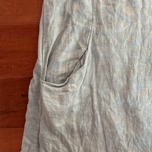 Lungo L'Arno 100% Linen Shift Dress M Lagenlook Italy Sage-Green - Picture 4 of 11